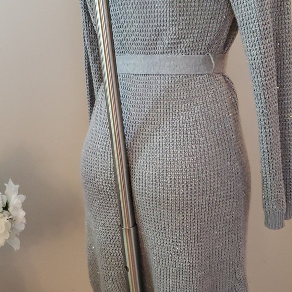 Victoria's Secret Grey Silver  Cardigan S-M sparkly sequin wrap cardigan sweater - Picture 7 of 11